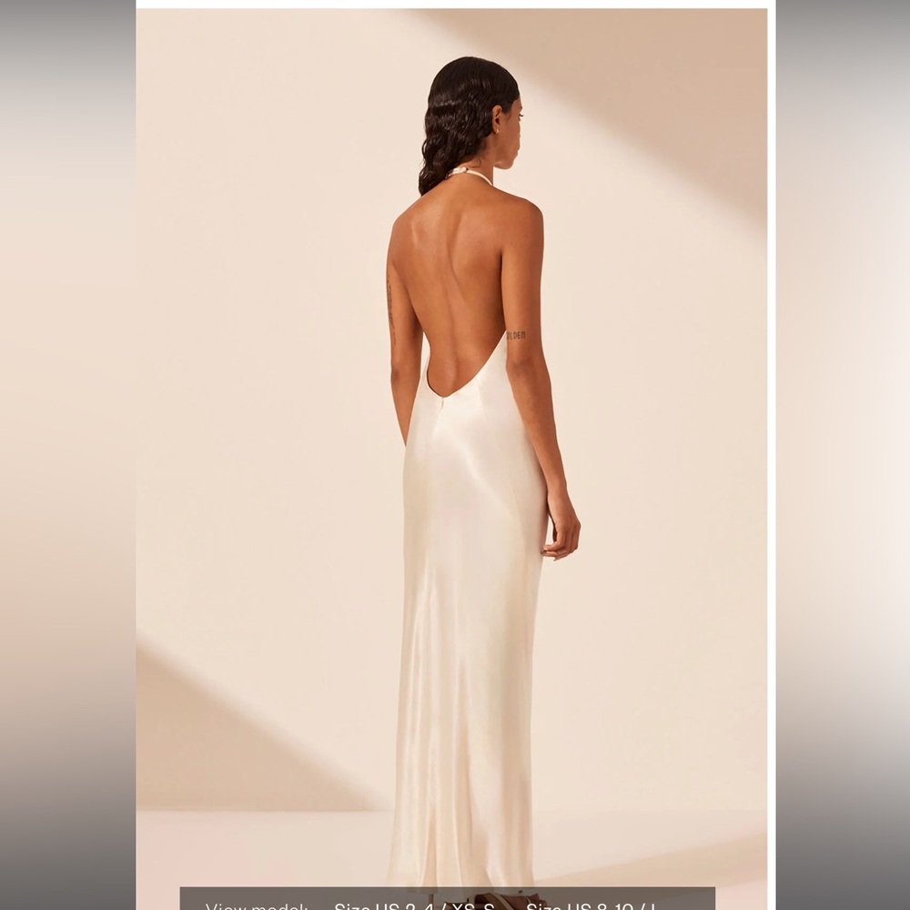 NWT Shona Joy La Lune Low Back Halter Neck Dress Cream, size 0 - Picture 5 of 11